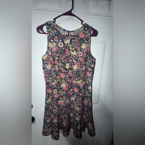 LOFT Gray and Pink Floral Dress
